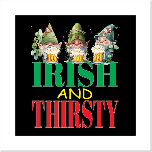 Irish and Thirsty Leprechauns With Beers Funny Clovers St Patrick's Day Wall Art by Envision Styles